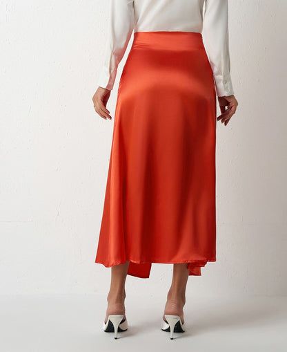 Nighpha Women's Elegant Satin Skirts High Waisted Flared Casual Work Office Fishtail Midi Skirt