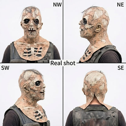 Realistic Zombie Skull Latex Mask Full Head Scary Skeleton Costume Mask For Adult Halloween Cosplay Party Horror Prop