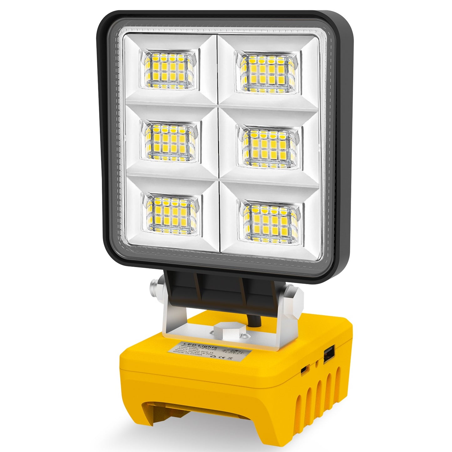 Portable 48W 5200LM LED Work Light Cordless Work Light Adjustable Base Rechargeable LED Flood Light for DeWalt No Battery