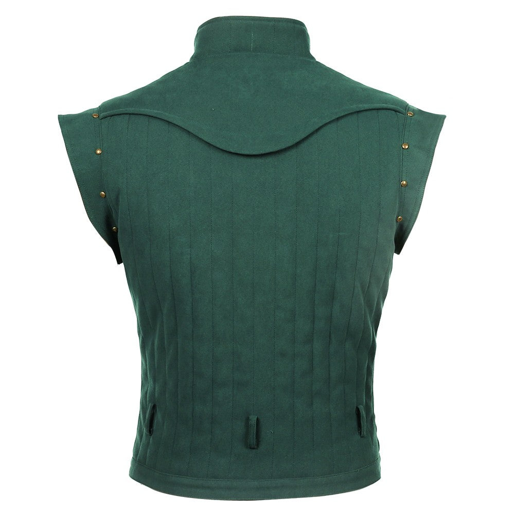 New prince role-playing rider fantasy costume adult dress uniform vest pants belt set green Halloween carnival costume