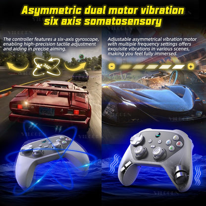 PC Wireless Game Controller Hall Joystick Trigger Mobile Gamepad for Switch/IOS/Android Support Six axis Gyro Turbo Macro M1 M2