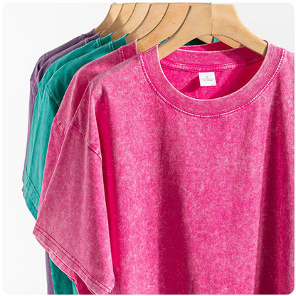 Men's Women Washed Vintage T-Shirts Street Hip Hop Retro Punk T Shirt Harajuku Casual Cotton Short Sleeve Couple TShirts Tees