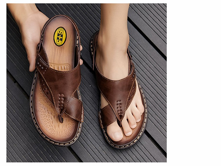 Sandals for men summer breathable and anti slip herringbone sandals dual-use for both external and soft soled men's beach shoes