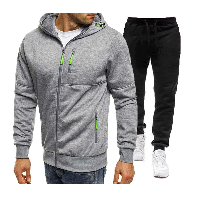 Spring Autumn 2020 Men's Sweat Suit Set Tracksuit Men Outfit Full Sleeve Tops with Hood Outdoor Sport Wear Men's Hooded Suit