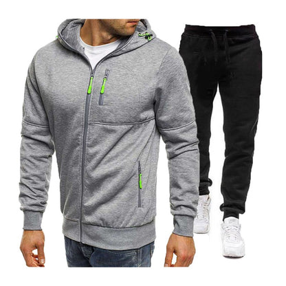 Spring Autumn 2020 Men's Sweat Suit Set Tracksuit Men Outfit Full Sleeve Tops with Hood Outdoor Sport Wear Men's Hooded Suit