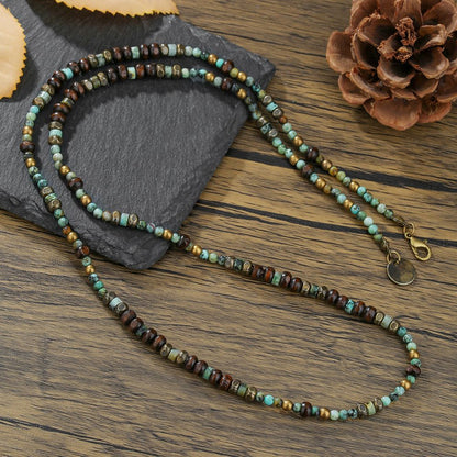 Colar Masculino 1PC Estilo Étnico Retrô Africano de Pedra para Homens Hippie Boêmia Colar Longo de Contas Masculino Joia Tribal Colar Masculino