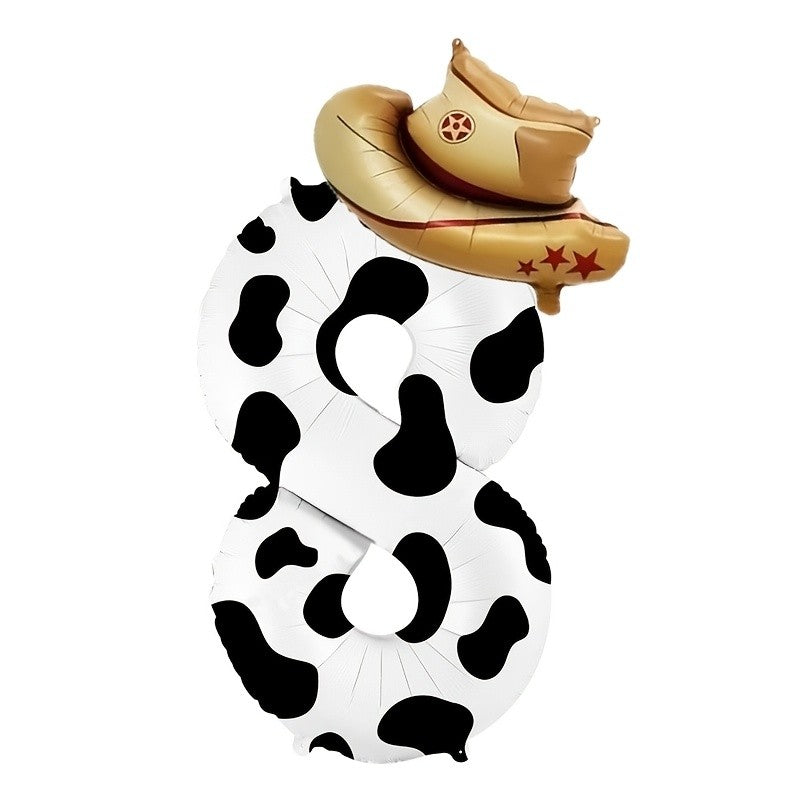 2pcs-40 inch 0-9 digital and hat balloon set, suitable for birthdays, farm themed parties, and New Year celebrations