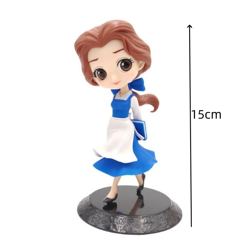 Miniso 14cm Princesas Q Posket Bonecas Elsa Anna Mulan Tinker Bell Elsa Aladdin kawaii Brinquedo para Bolo Decoração Modelo menina presente
