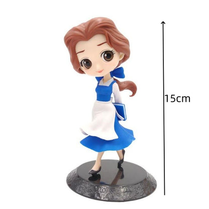 Miniso 14cm Princesas Q Posket Bonecas Elsa Anna Mulan Tinker Bell Elsa Aladdin kawaii Brinquedo para Bolo Decoração Modelo menina presente