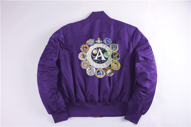 Winter bomber flight jacket vintage MA-1 APOLLO men coat streetwear warm varsity hip hop baseball letterman pilot us air force