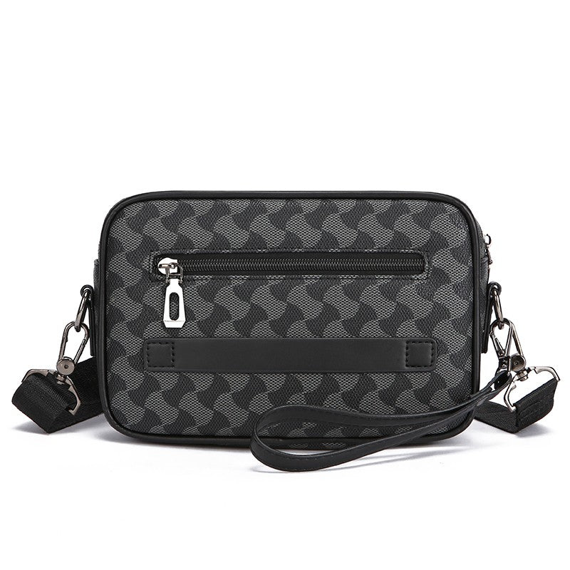 Fashion Business Shoulder Bag PU Leather Men Clutch Bag Wide Strap Crossbody Bag Designer Casual Male Messenger Pack Phone Purse