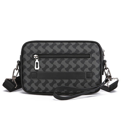 Fashion Business Shoulder Bag PU Leather Men Clutch Bag Wide Strap Crossbody Bag Designer Casual Male Messenger Pack Phone Purse