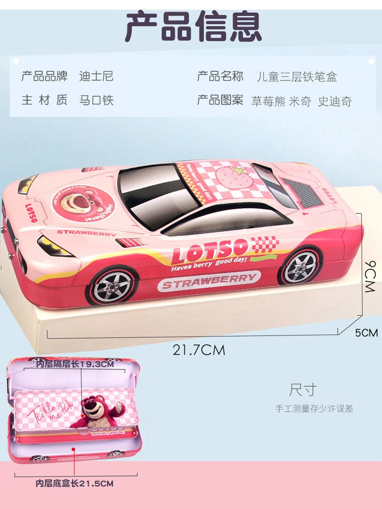 Estojo de Lápis Carros Disney Pixar Caixa de Papelaria Infantil Grande Capacidade Carro McQueen Tridimensional Estojo de Lápis Presente para Jardim de Infância