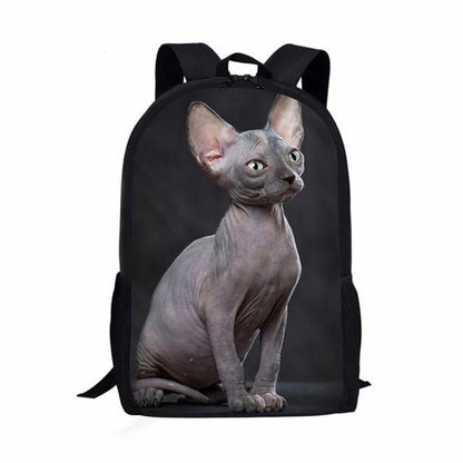 Mochilas de cadernos populares de gato da moda Mochilas escolares para alunos Mochilas para laptop de meninos/meninas à prova d'água de Oxford com estampa 3D