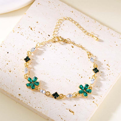 Luxury Colorful Zircon Flower Bracelet For Women Girls Korean Sweet Gold Color Crystal Adjustable Bracelet Jewelry Gift