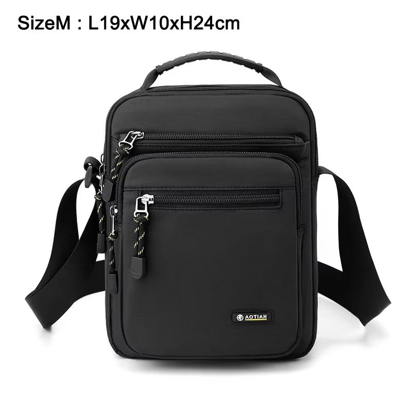 Men Multi-layer Shoulder Bag Fashionable Casual Lightweight Nylon Crossbody Bag for Daily Outing Commuting Small Handbag