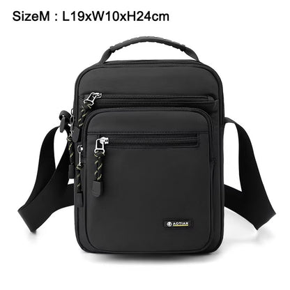 Men Multi-layer Shoulder Bag Fashionable Casual Lightweight Nylon Crossbody Bag for Daily Outing Commuting Small Handbag