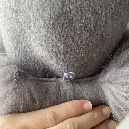 Jxwatcher Women's Wool Coat with Real Fox Fur Cuffs Ladies Elegance Belt Slim Outerwear Fall Winter High-End Wool Coats 2024 New