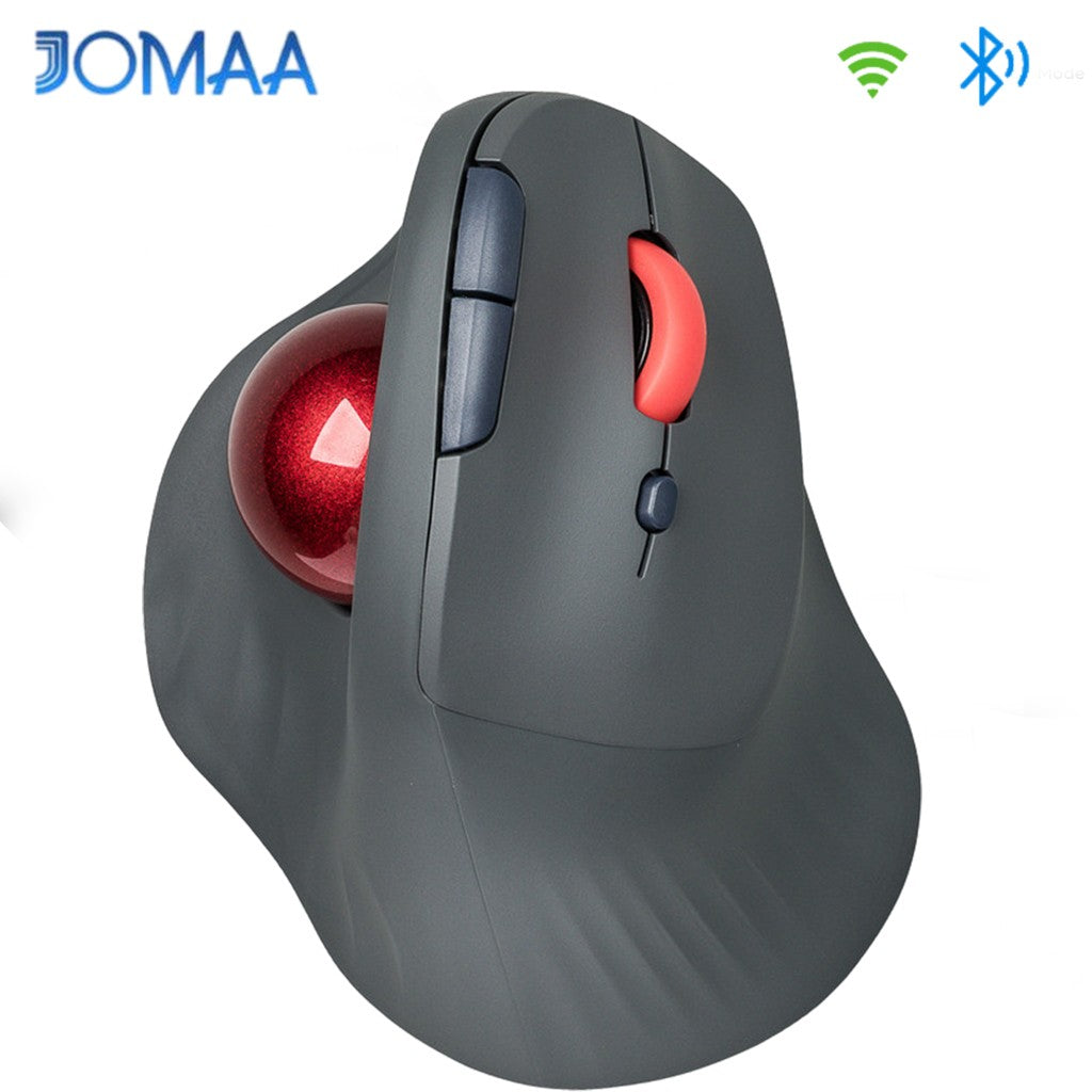 JOMAA Bluetooth + 2.4G Wireless Trackball Mouse, Silent Ergonomic Roller Ball Mice, Vertical Thumb Mouse, 2 Device Connection