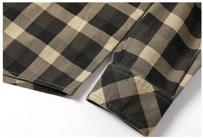 Quality Men Outdoor Long-sleeved Multi-pockets Plaid Shirts New Spring Male Cotton Loose Tooling Shirts Quality Man Cargo Shirts