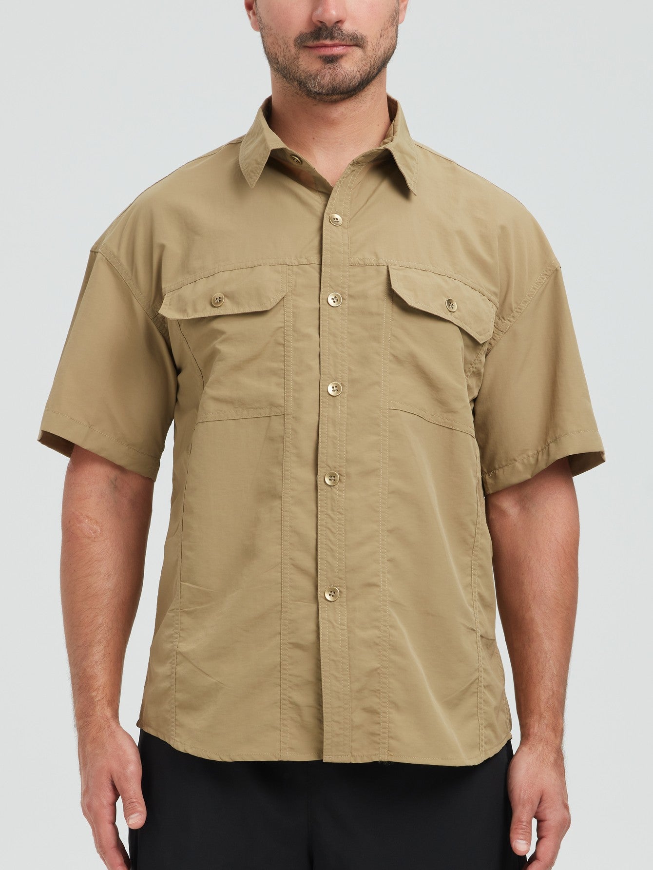 [USA Size] 100% Nylon Fashion 2025 Summer Clothes Cargo Military Brand Shirts For Mens Short Sleeves Casual Blouse Oversize 5XL