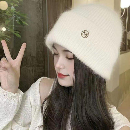 Chapéu de Inverno Feminino Outono Inverno, Gorro de Malha Grosso Versátil, Chapéu de Inverno Quente à Prova de Vento de Cor Sólida para Mulheres, Boné Casual para Atividades ao Ar Livre