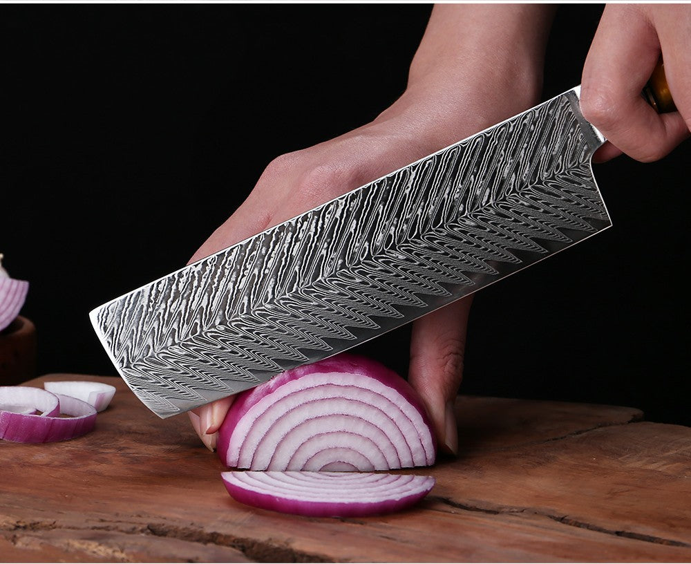 Conjunto de Facas de Cozinha XITUO Luxury Damascus Japonesas Chef Santoku Faca Cutelo Descascar Faca de Pão Cabo de Resina Sintética Destaque