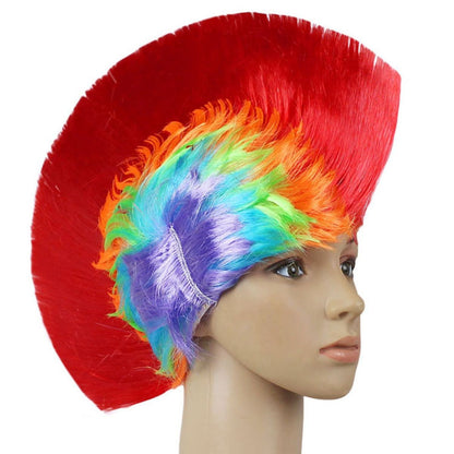 Peruca Sintética Resistente ao Calor Crista de Galo Cabeça Cosplay Chapéu de Festa Engraçado Colorido para o Dia da Mentira e Halloween