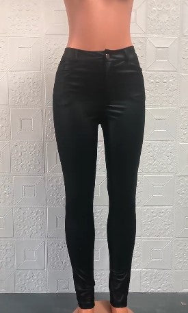 Solid color PU leather pants casual sexy pants