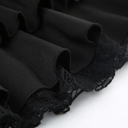 Dark pure desire spice girl style lace stitching bow skirt sexy low waist ballet A word cake mini skirt