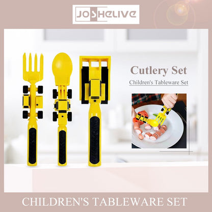 New Creative Children's Car Tableware Set Dinner Plate Spoon Bulldozer Excavator Shovel Fork Dinnerware Sets Kitchen Tableware