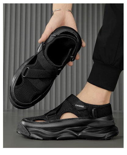 Men's Sandals Summer Platform Slippers Non-Slip Beach Pool Sandals Mesh Hole Men's Garden Shoes Flip Flop Outdoor Water Shoes