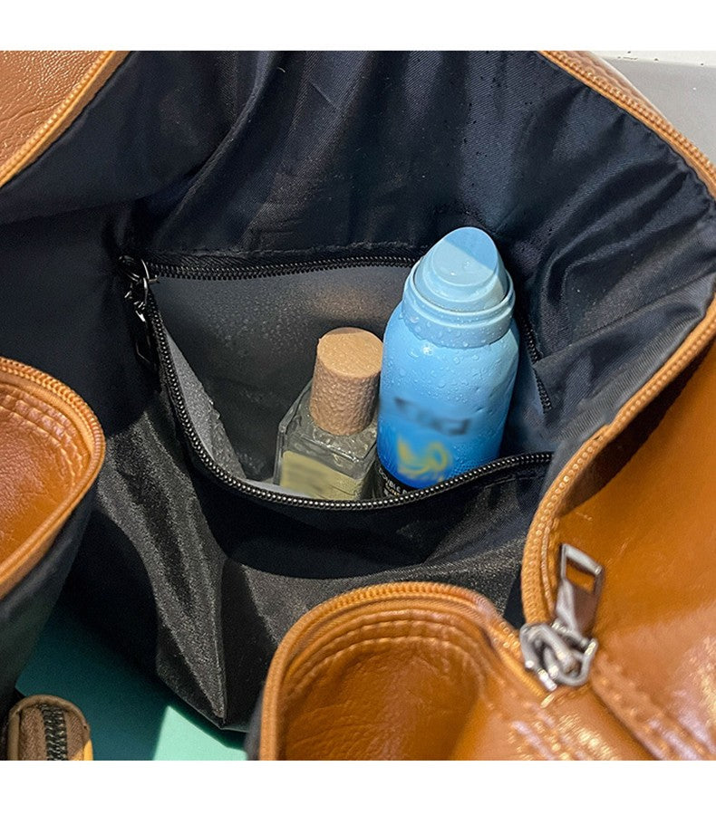 PU Travel Duffel Bag Waterproof Luggage Handbag with Shoes Pocket Weekender Overnight Daypack Dry Wet Sports Shoulder Tote Pack