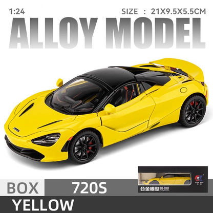 Mclaren 720s 1:24 Super Carro Esportivo Som e Luz Miniaturas Liga Fundido Modelo de Carro Presentes Para Namorado Brinquedos Para Crianças Presente Metal