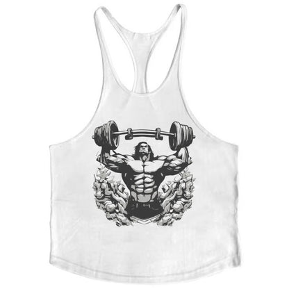 Mens Bodybuilding Fitness Tank Top, Premium Combed Cotton Singlets Sleeveless Shirt for Gym & Weightlifting