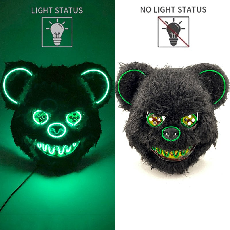 Hot Bloody Rabbit Bear Luminous LED Mask Halloween Horror Bunny Mask Carnival Party Props Cosplay Dress Up Headgear