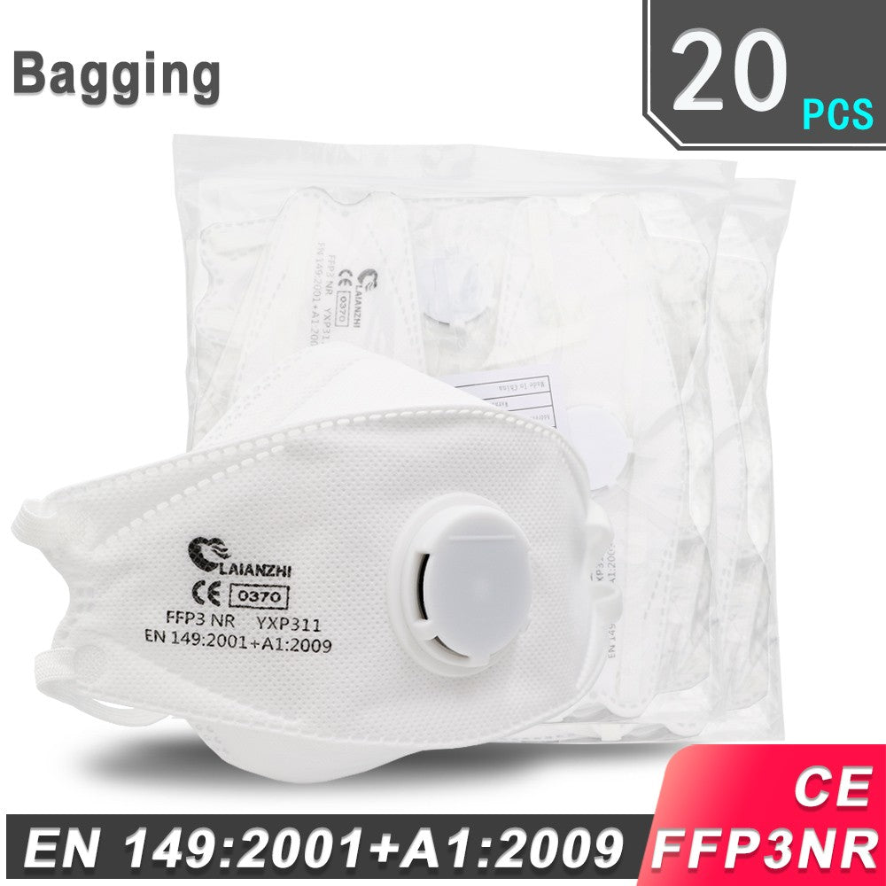 LAIANZHI FFP3 CE Face mask Air valve protective masks pm2.5 masks harmful hygiene mask filter Headwear mouth mask ffp3mask
