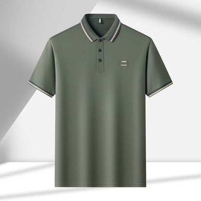 High End Quality Men's Polo Shirt Striped Collar Letter Print Short Sleeve Shirt Summer Lapel T-Shirt Business Trend Menswear