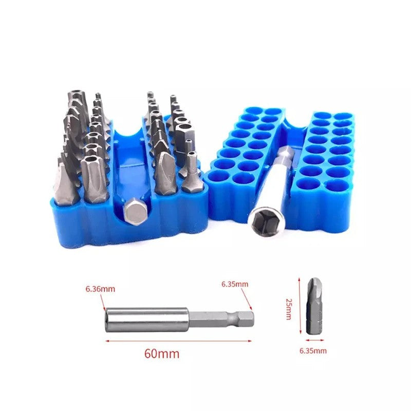 Kit de Bits de Segurança com 33 peças, com Extensor Magnético Torx, Hexagonal, Estrela, Fenda, Tri-Wing Antiviolação