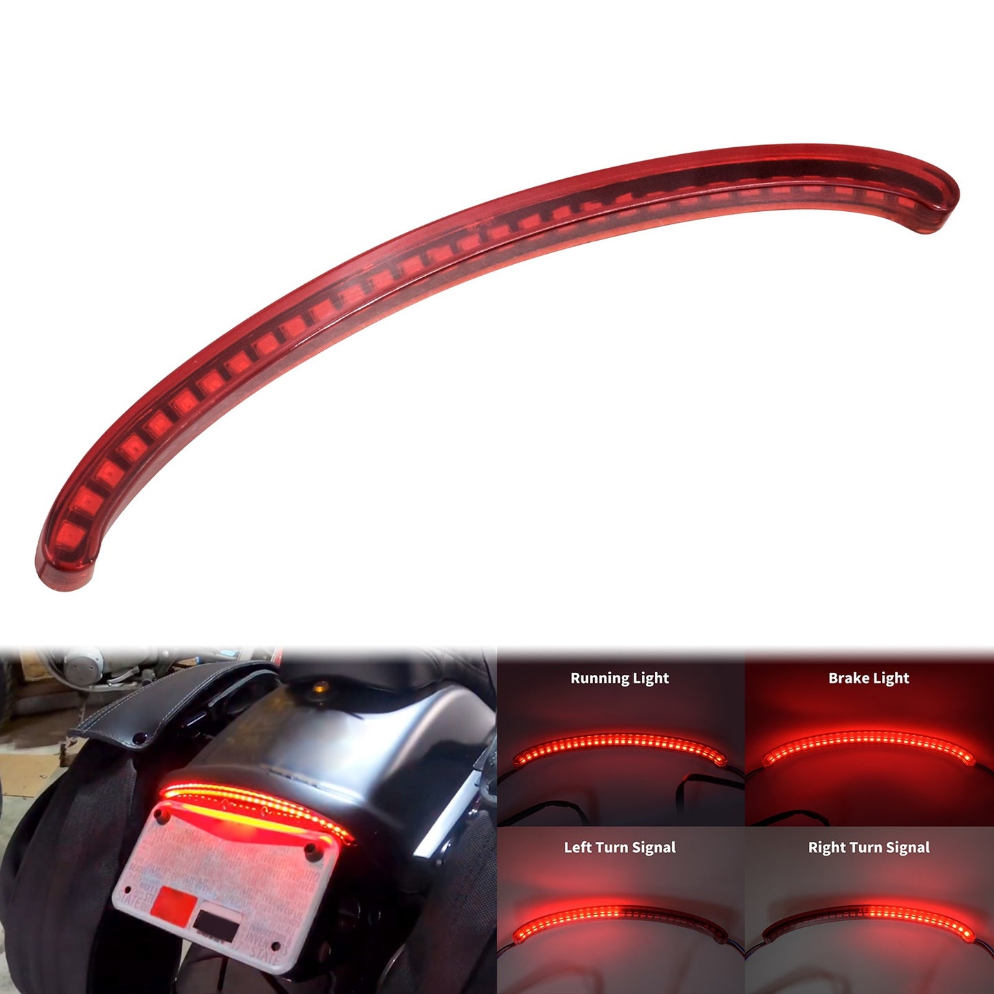Lanterna Traseira de LED para Motocicleta, Luz de Freio e Seta em ABS para Harley Softail Fat Bob FXFBS 114 FXFB 107 2018-Up Vermelho
