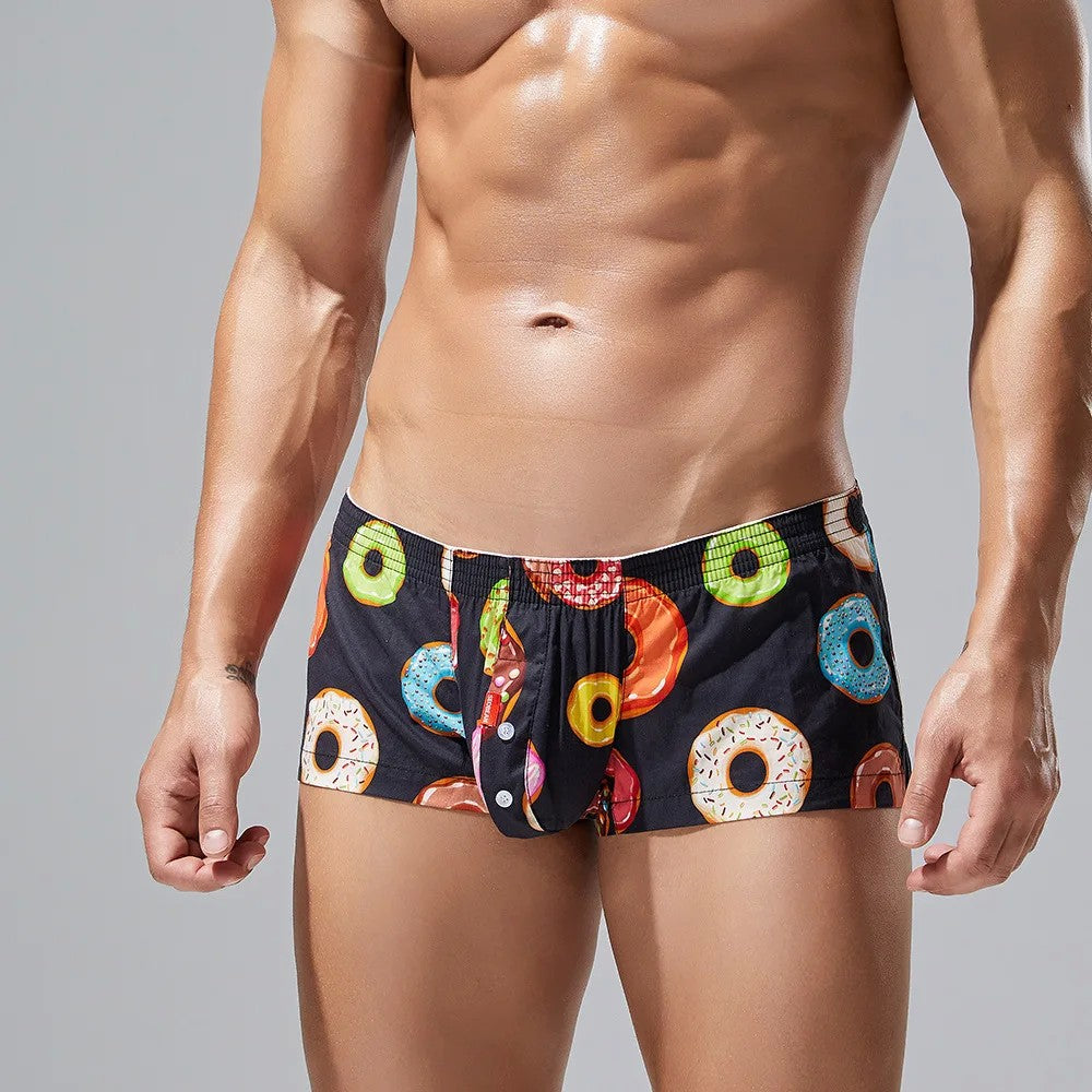 Donut print men's new flat pants cotton comfortable boxers XB240507