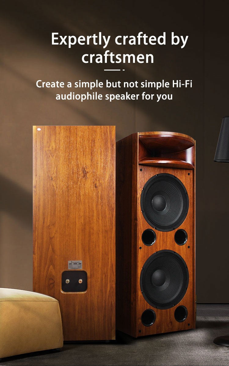 Alto-falante de chão de alta qualidade H18 de nível audiófilo, de madeira maciça, tipo corneta, duplo de 12 polegadas, tipo hifi, passivo