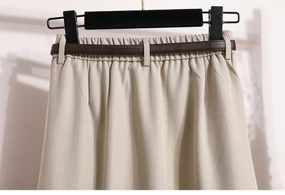 2025 Plus Size Skirts for Women Autumn Elegant Solid Women's Wrap Umbrella Skirts Korean High Waisted Suit Pleated Skirt