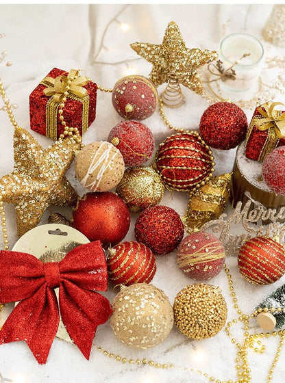 Christmas Ball Painted Ball Golden Silvery Champagne Glitter Stars Christmas Tree Hanging Window Decoration Small Gifts Toys