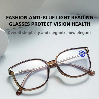 Anti Blue Light Reading Glasses for Women Stylish Dazzling Large Frame Set with Diamonds Plano Eyeglasses Presbyopic Eyewear