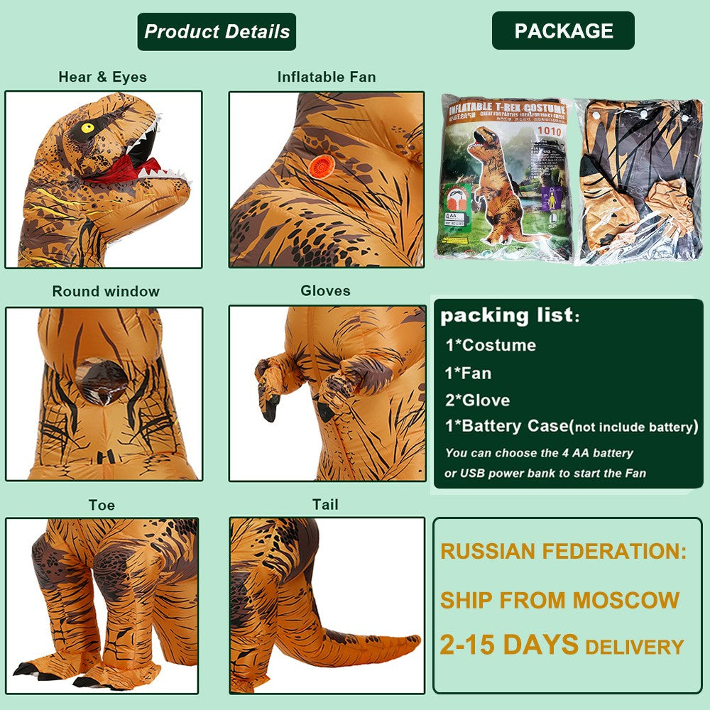 Halloween T-Rex Dinosaur Inflatable Costume Full Body Dinosaur Cosplay Adult Costumes Funny Party Props Christmas Costume Kids