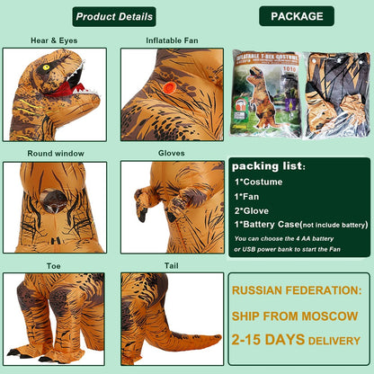 Halloween T-Rex Dinosaur Inflatable Costume Full Body Dinosaur Cosplay Adult Costumes Funny Party Props Christmas Costume Kids
