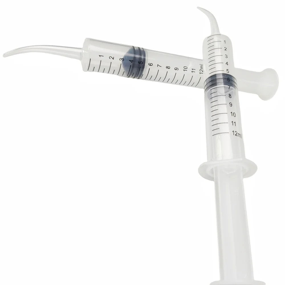 NIGF 5 Peças Seringa de Irrigação Dentária de Plástico Descartável com Ponta Curva para Limpeza e Injeção Dental