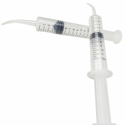 NIGF 5 Peças Seringa de Irrigação Dentária de Plástico Descartável com Ponta Curva para Limpeza e Injeção Dental