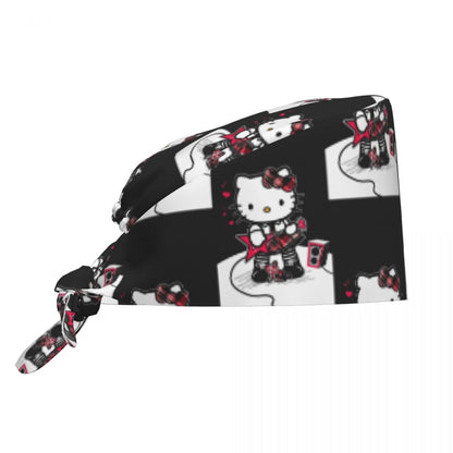 Custom Hello Kitty Medical Staff Scrubs Hat Women Men Cartoon Chara For Chef Hat Scrub Caps